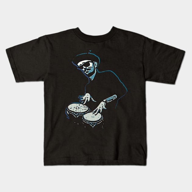 Bongo Beatin' Beatnik (Blue) Kids T-Shirt by bronzarino